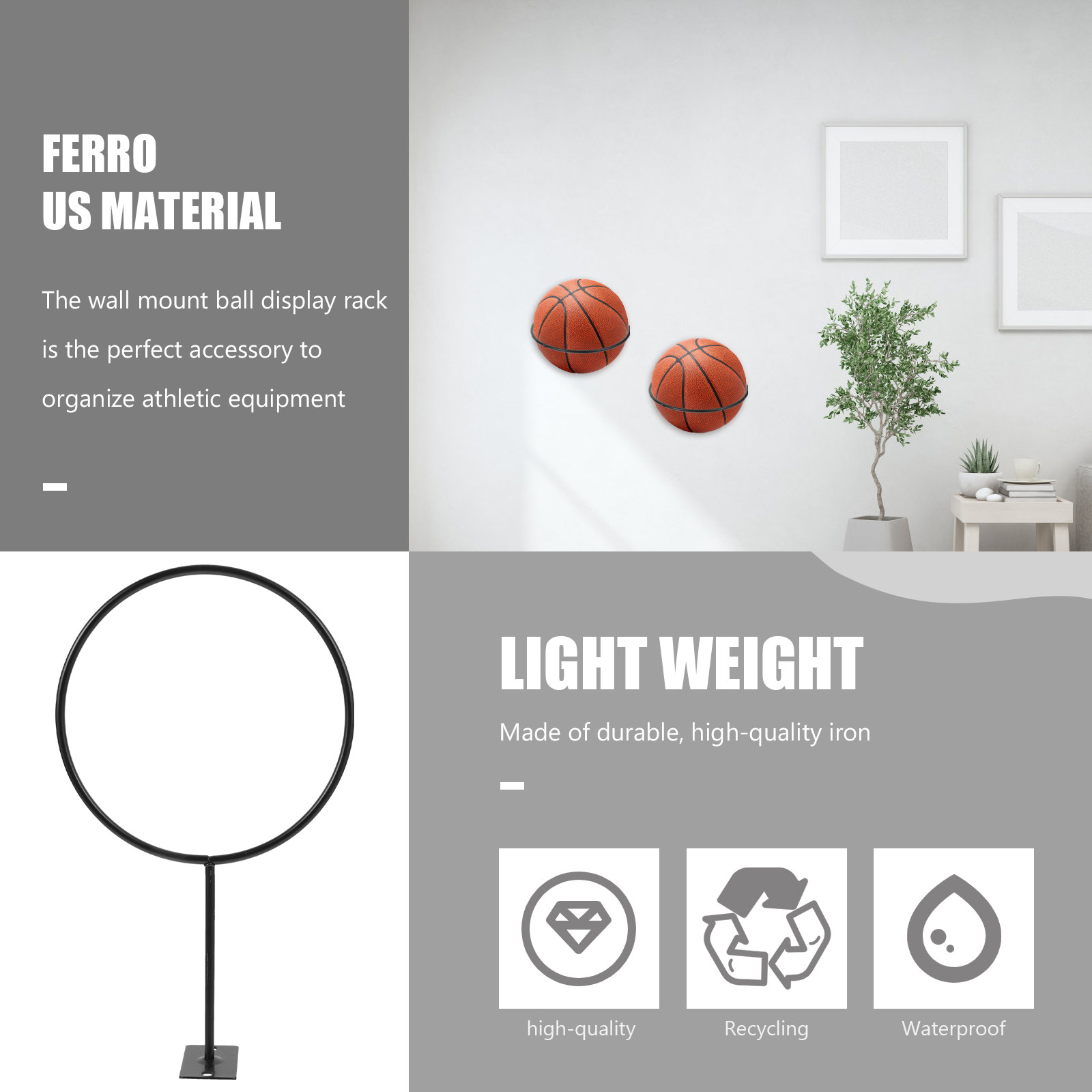 Sports Equipment Rack - 5Pcs Heavy Duty Iron Ball Rack