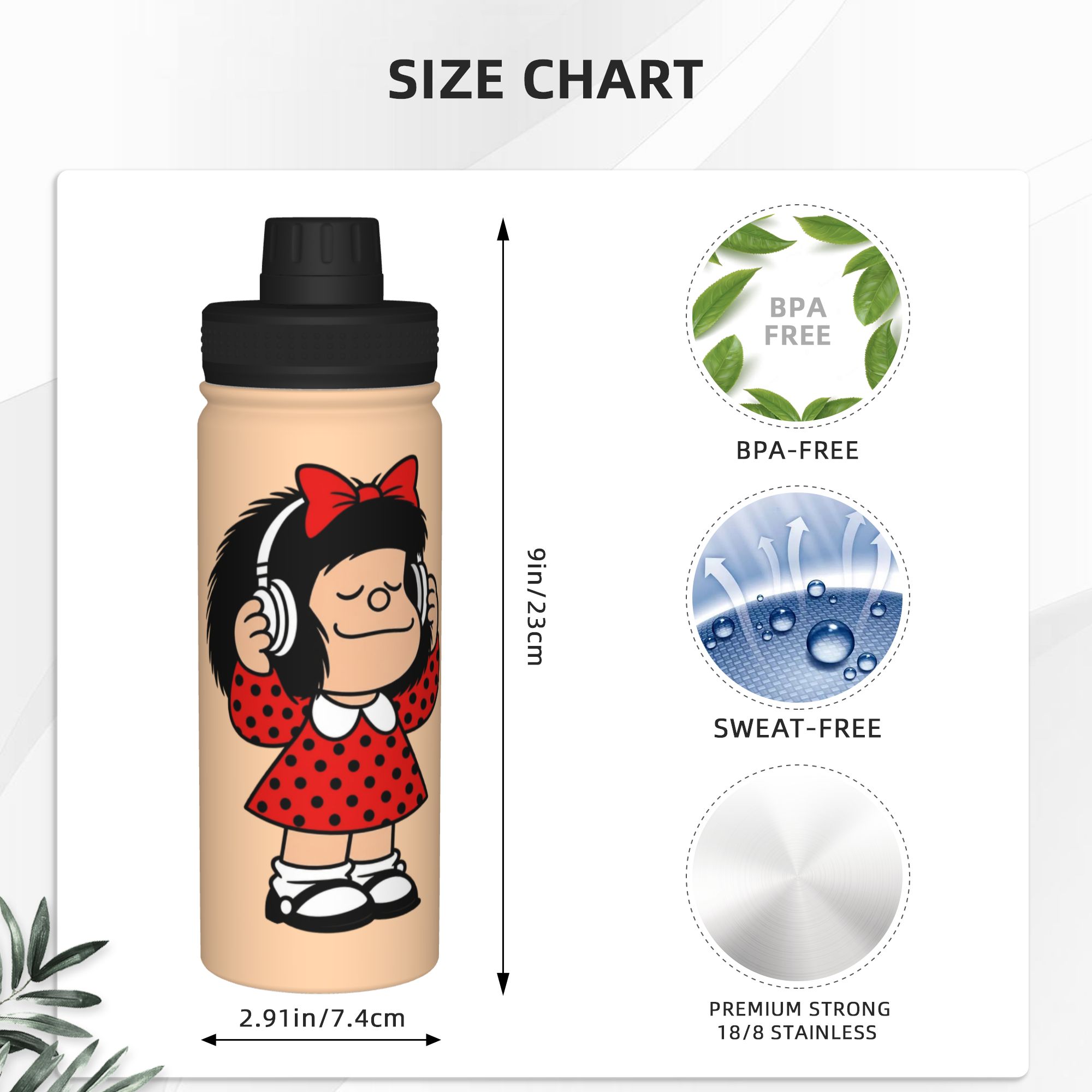 Cartoon M-Mafaldas 18OZ Sports - Sports Water Bottle Insulated ulasan dan harga